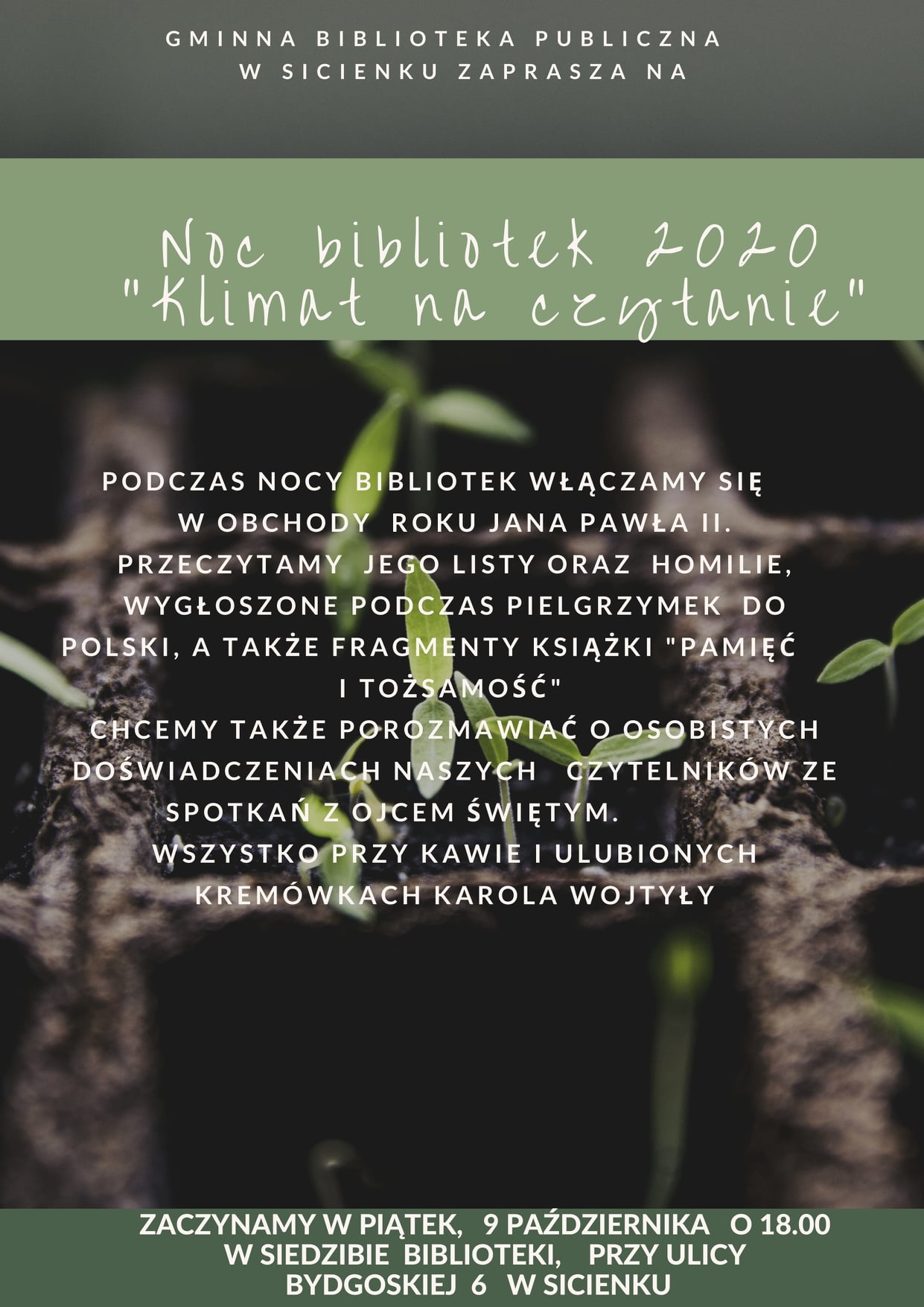 plakat promujący Noc Bibliotek