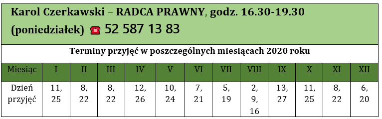 Dyżur radcy prawnego w Rodzinnym Punkcie Konsultacyjnym w Sicienku