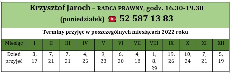 18.lipiec dyżur Radcy Prawnego.