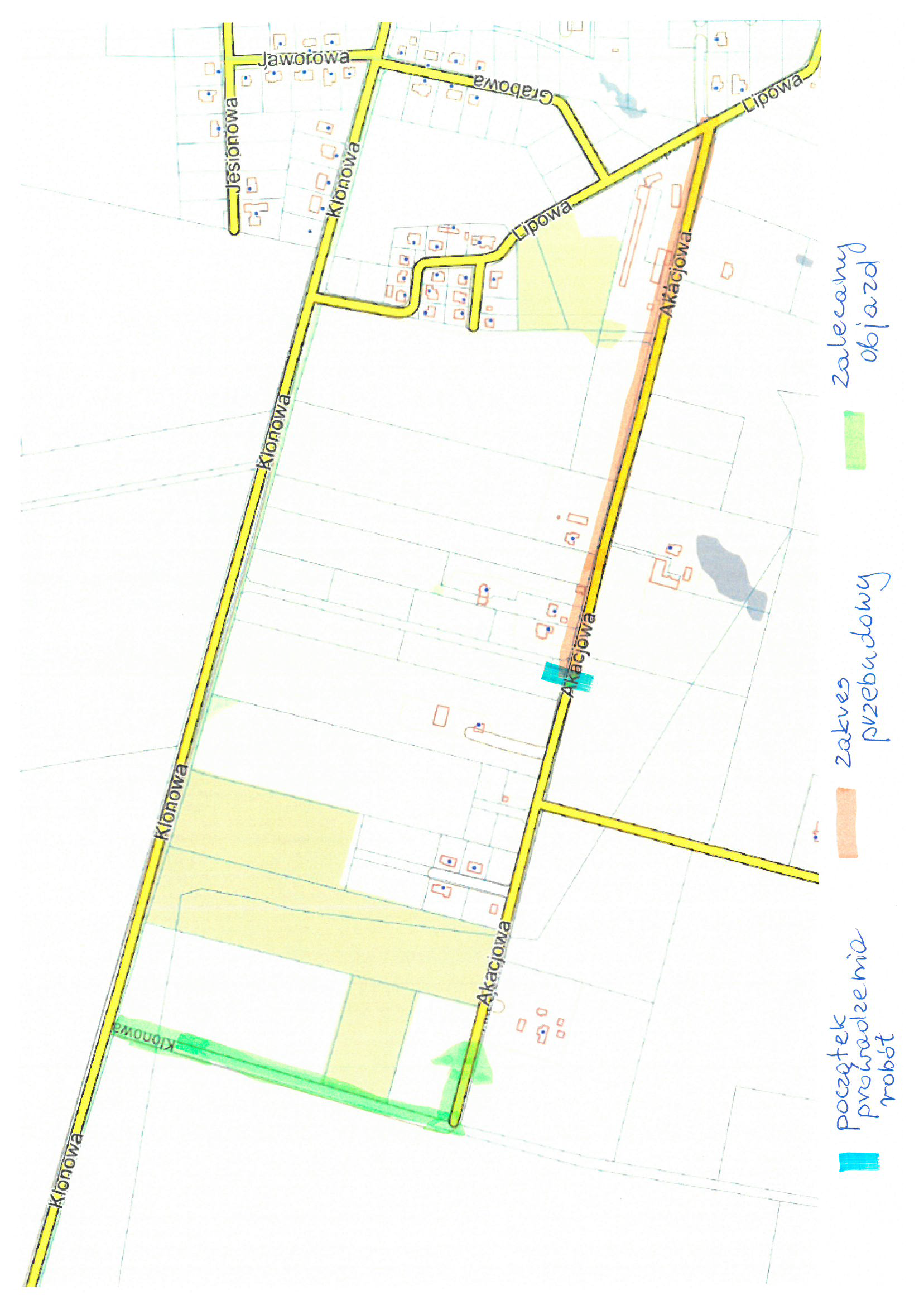 mapka roboty drogowe ul akacjowa w sicienku