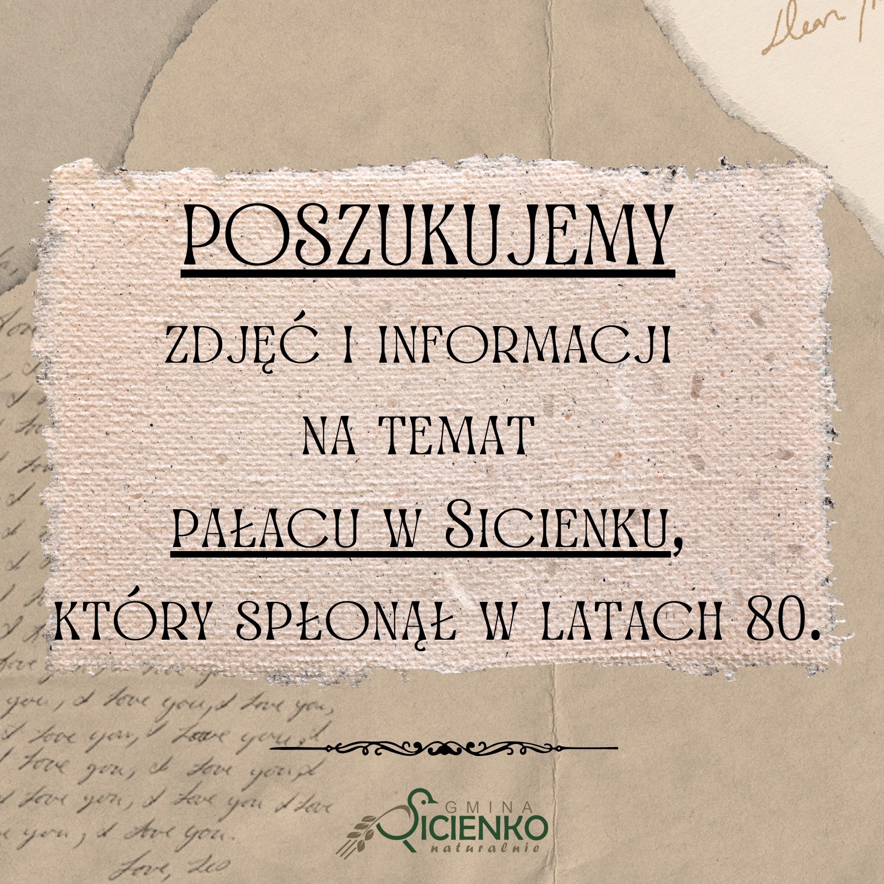  POSZUKUJEMY zdjęć i informacji na temat pałacu w Sicienku